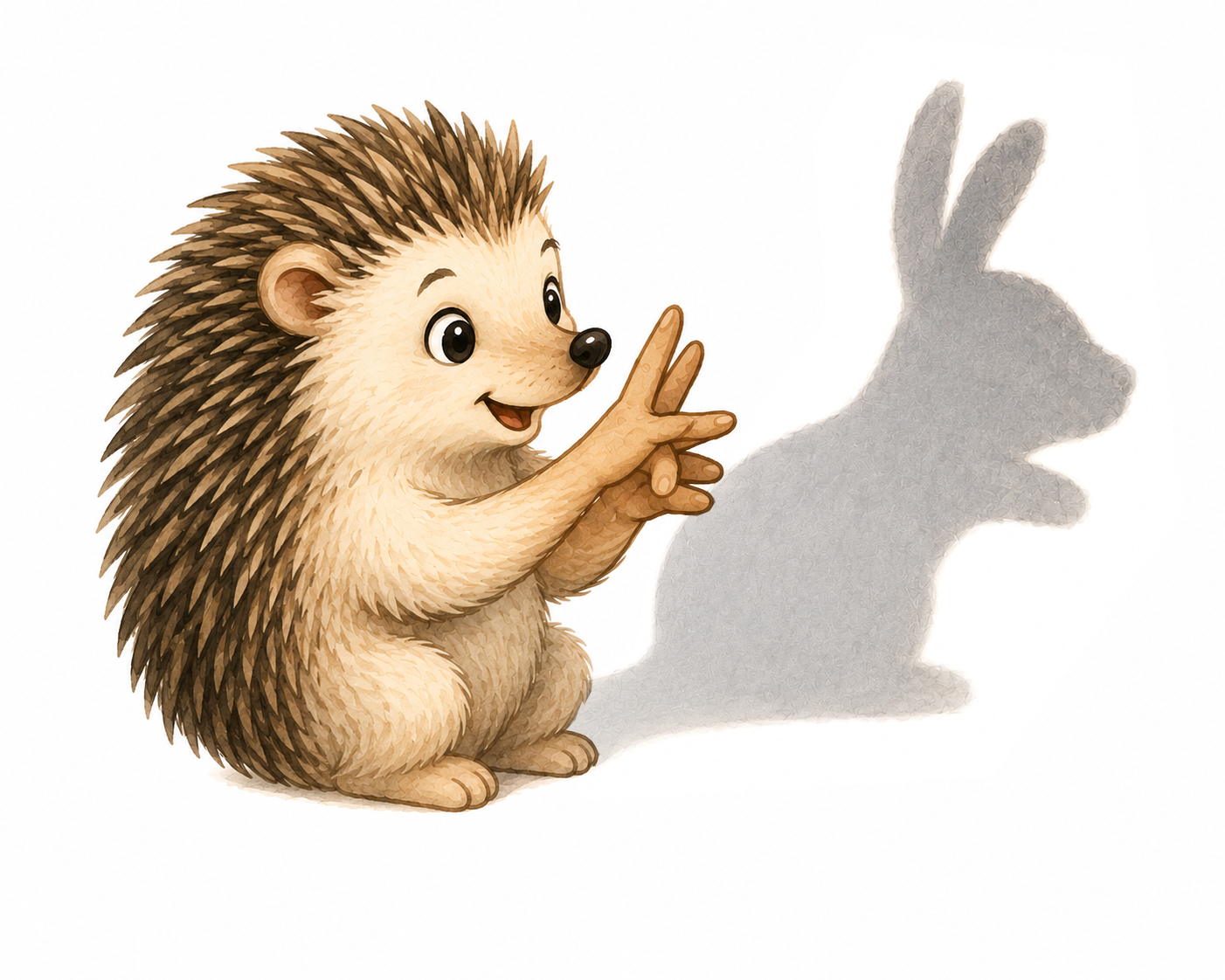 A hedgehog making a rabbit shadow on the wall with its paws.
